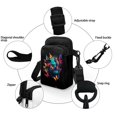 thumbnail image 5 of HELLHERO Glowing Skull Colorful Butterflies Travel Crossbody Purse Polyester Adjustable Strap for Outdoor Daily Use, 5 of 7