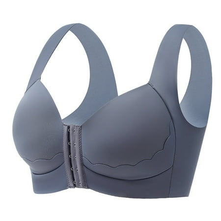 (2-Pack) Puawkoer Women s Solid Color Front Strapless Front Buckle Lift Bra Closure Large Size Thin Women Sports Bra Pack Bra Underwear Bra for Big Bras Women Work O