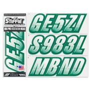 STIFFIE Techtron White/Racing Green 3" Alpha-Numeric Identification Custom Kit Registration Numbers & Letters Marine Stickers Decals for Boats & Personal Watercraft PWC