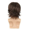 thumbnail image 6 of Phocas Mens Wig Short Brown Wigs for Men 70s 80s Mullet Wig Disco Rocker Wig Wefted Wig Cap, 6 of 7