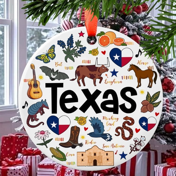 Texas Christmas Ornament, Ceramic/Acrylic Ornament, Special Keepsake for Mother, Valentine Ornament Gift, Seasonal Festival Keepsake, Collectible 2025
