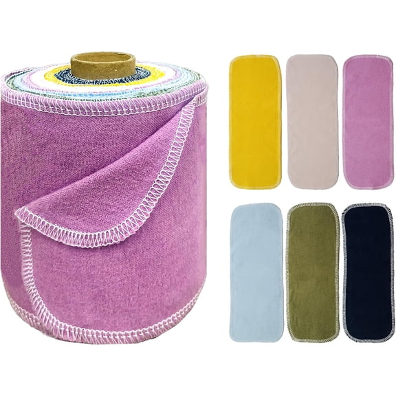 Reusable Toilet Paper - 30 Pcs Washable Bidet Towels Cloth Wipes -2 Sided Flannel Absorbent Colored Paperless Toilet Paper Towels Roll