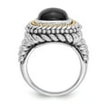 thumbnail image 2 of 925 Sterling Silver With Real 14kt Cabochon Onyx Ring Size: 7; for Adults and Teens; for Women and Men, 2 of 6