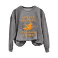 thumbnail image 4 of YVNAURA Women's Funny Why Yes Actually I Can Drive A Stick Witch Halloween Sweatshirt Sarcastic Broomstick Joke Pullover Crewneck Long Sleeve Casual Fall Spooky Season Top 1 Pack, Grey,L, 4 of 4
