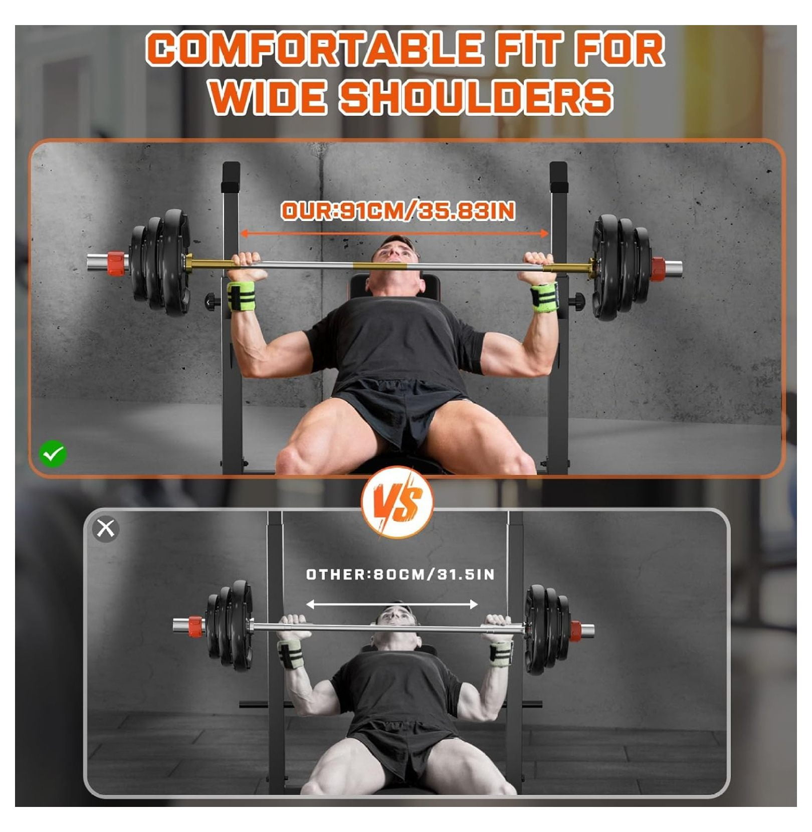 770lbs Weight Set with Squat Rack, 5 in 1 Workout Press With Removable Foot Catch, Adjustable Flat Incline Sit Up for Home Gym Full Body Strength Training