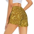 thumbnail image 3 of Sigee Gold Glitter for Women's Athletic Shorts High Waisted Running Shorts Pocket Sporty Short Gym Elastic Workout ShortsSmall, 3 of 9