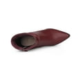 thumbnail image 4 of BLISSFUL STEP Women's relaxed Side Zip Stiletto Heel Ankle Boots Burgundy 9, 4 of 7