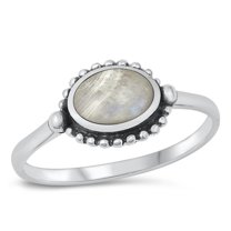 CHOOSE YOUR COLOR Moonstone Bali Ring .925 Chic Sterling Silver Band White CZ Female Size 4