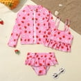 thumbnail image 6 of Popvcly Yuanyu Kids Girls 3PC Swimwear Long Sleeve Zipper Front Bathing Suit Beach Sea Swimsuits, 6 of 8