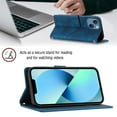 thumbnail image 6 of Feishell for Apple iPhone 14 6.1 inch Wallet Case with Wrist Strap,Flip Cover with Embossed Pattern PU Leather Kickstand Credit Card Slots Magnetic Clasp Folio Purse Phone Case,Blue, 6 of 7