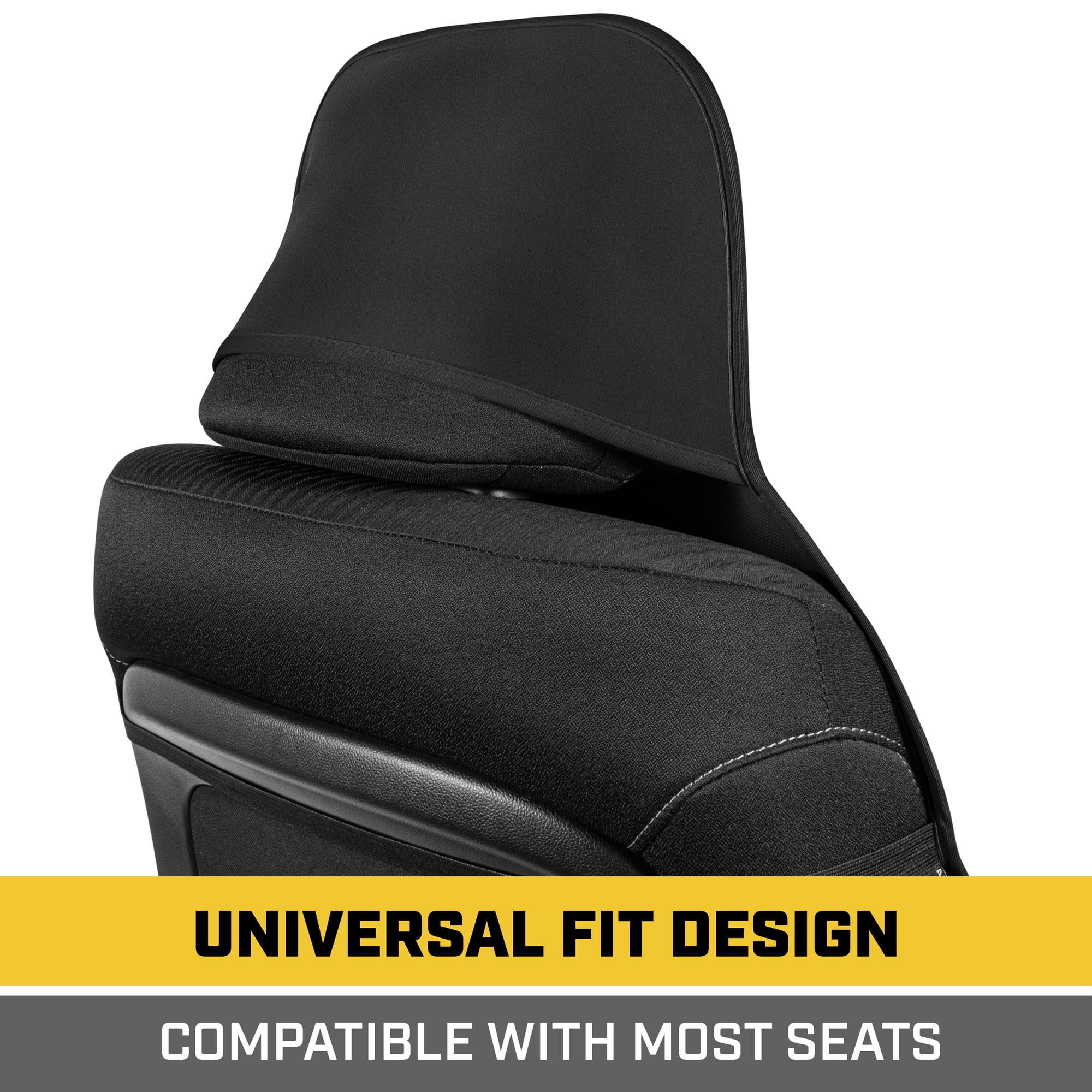 Caterpillar Waterproof Automotive Seat Cover for Cars Trucks and SUVs, 1 Piece  Durable Neoprene Seat Protector for Front Seats, Black Car Seat Cover with Black Trim
