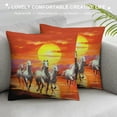 thumbnail image 3 of Creowell Sunset Rainbow Horse Pillow Covers for Couch Sofa Indoor Outdoor Home Decor, Short Plush, Wrinkle Resistant, Invisible Zipper, 1PC 22x22in, 3 of 5