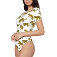 thumbnail image 2 of The Xecao Leopard Print Women's Crew Neck Body Suit, a short-sleeved bodysuit and basic swimsuit, both comfort and style for dating and daily life, 2 of 9
