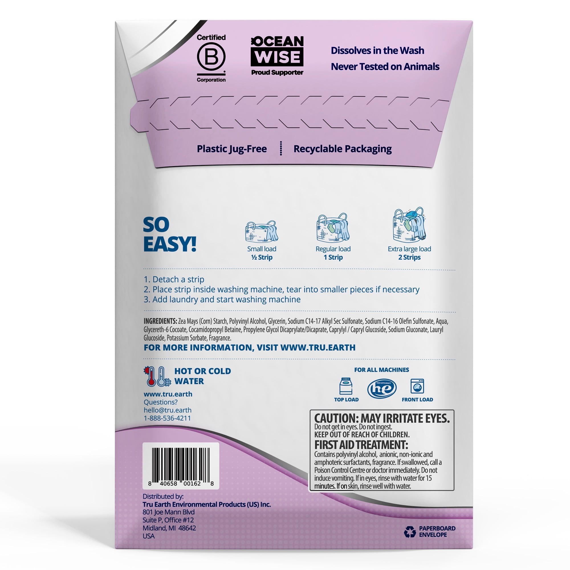 Tru Earth Platinum Laundry Detergent Sheets - Lilac Breeze Scent - Up to 128 Loads (64 Sheets) - Laundry Detergent Eco-Strips