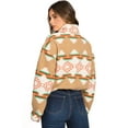 thumbnail image 4 of Love Tree Women's Juniors Cozy Soft Sherpa Printed Cropped Jacket (Khaki, Large), 4 of 4