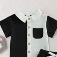 thumbnail image 4 of KPOPLK Button Up Toddler Baby Boy Outfit Set Summer Boy Casual Short Sleeve Shirt Top and Shorts Set Clothes(18-24 Months,Black), 4 of 5