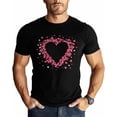 thumbnail image 1 of Camisetas para hombre, camiseta romántica de algodón con cuello redondo y corazones rosas, manga corta para hombre, San Valentín, corazón de amor., 1 of 8