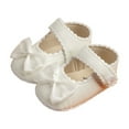thumbnail image 3 of Baby Girls Soft Sole Bowknot Princess Dress Light Baby Sneaker Shoes White 0 Months-6 Months White 0 Months-6 Months, 3 of 5