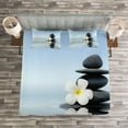 thumbnail image 3 of Ambesonne Spa Quilted Bedspread Set 3 Pcs, Stones Plumeras, King Size, Pale Blue and Grey, 3 of 3