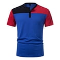 thumbnail image 4 of Men's T-Shirts Pullover Crew Neck Three Button Short Sleeve Tee shirt Patchwork Color Fashion Casual Basic Tees Tops, 4 of 9