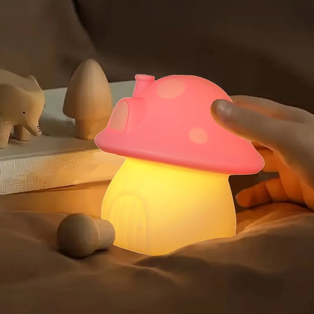 Lámpara LED de noche rosa con forma de casa | Brillo suave y cálido | Luz nocturna para dormitorio infantil | Decoración acogedora para habitación infantil | Regalo para niñas | PVC compacto de 9,4
