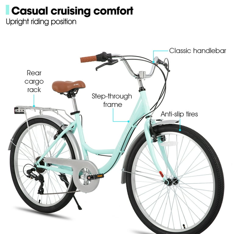 26冊 HILAND 26 inch Complete Beach Cruiser Bike for Adults, 7