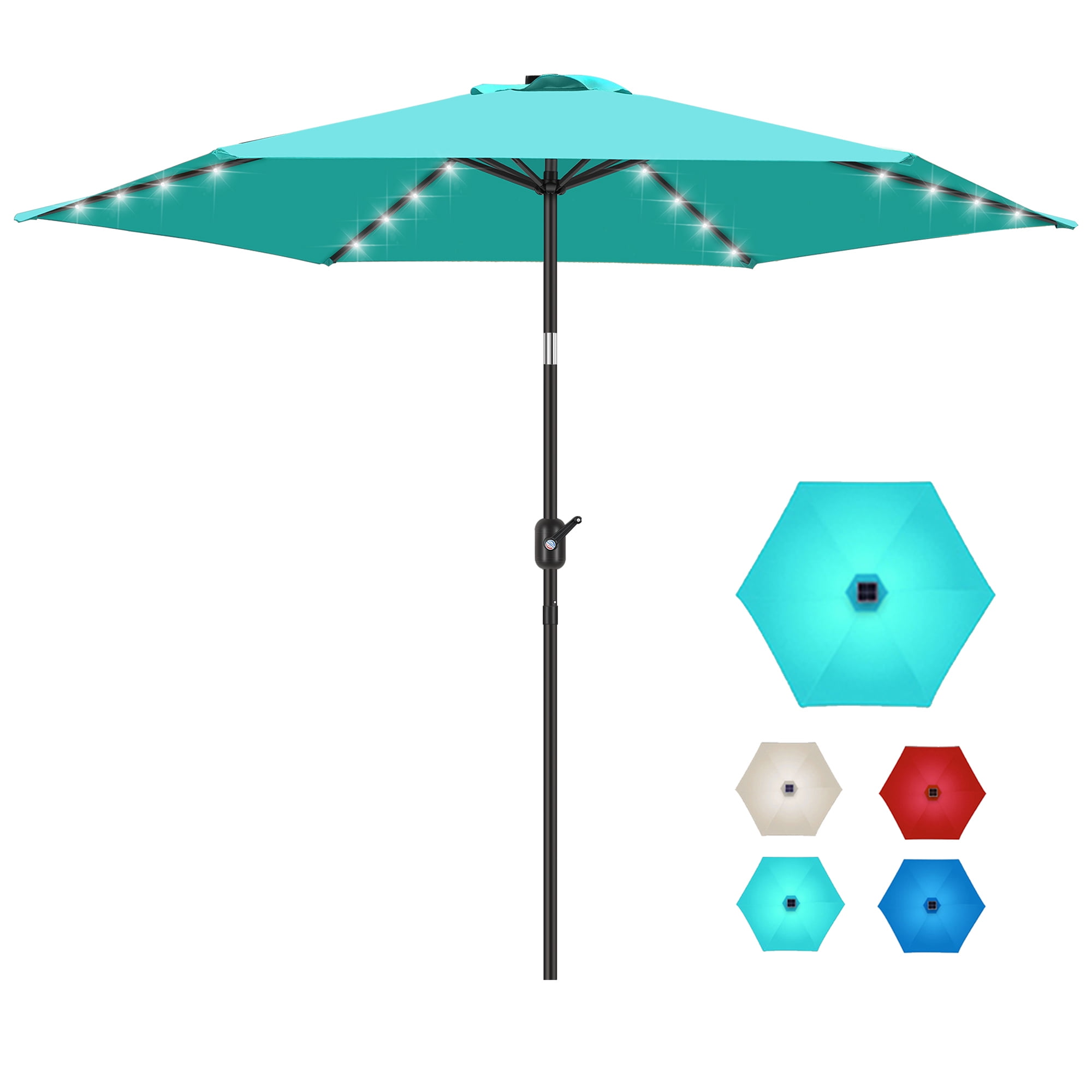 LovoIn 9 ft Solar Powered LED Lights Patio Umbrella Outdoor Market