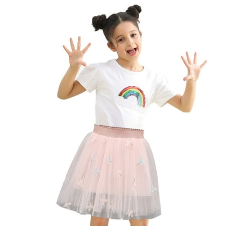 

TUOBARR Toddler Dress Summer Girls Half Body Skirt Gauze Skirt Girl Princess Skirt Versatile Fashionable Embroider Short Skirt Girls Tutu Skirt Pink