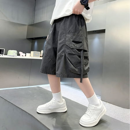 Guitiannn Boys Cargo Shorts with Pockets Elastic Waist Summer Casual Bottoms for Kids Boy Toddler Short Mad Game Boys Athletic Shorts Size 8 Baby Boy Baby Short Romper Shorts Long Girls Boy