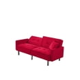 thumbnail image 2 of Legend Vansen 80" Convertible Modern Wood & Velvet Fabric Sofa Bed in Red, 2 of 10