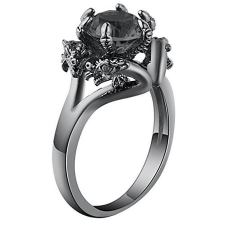 Ginger Lyne Collection Dragon Ring Black CZ Black Gun Metal Plated Engagement
