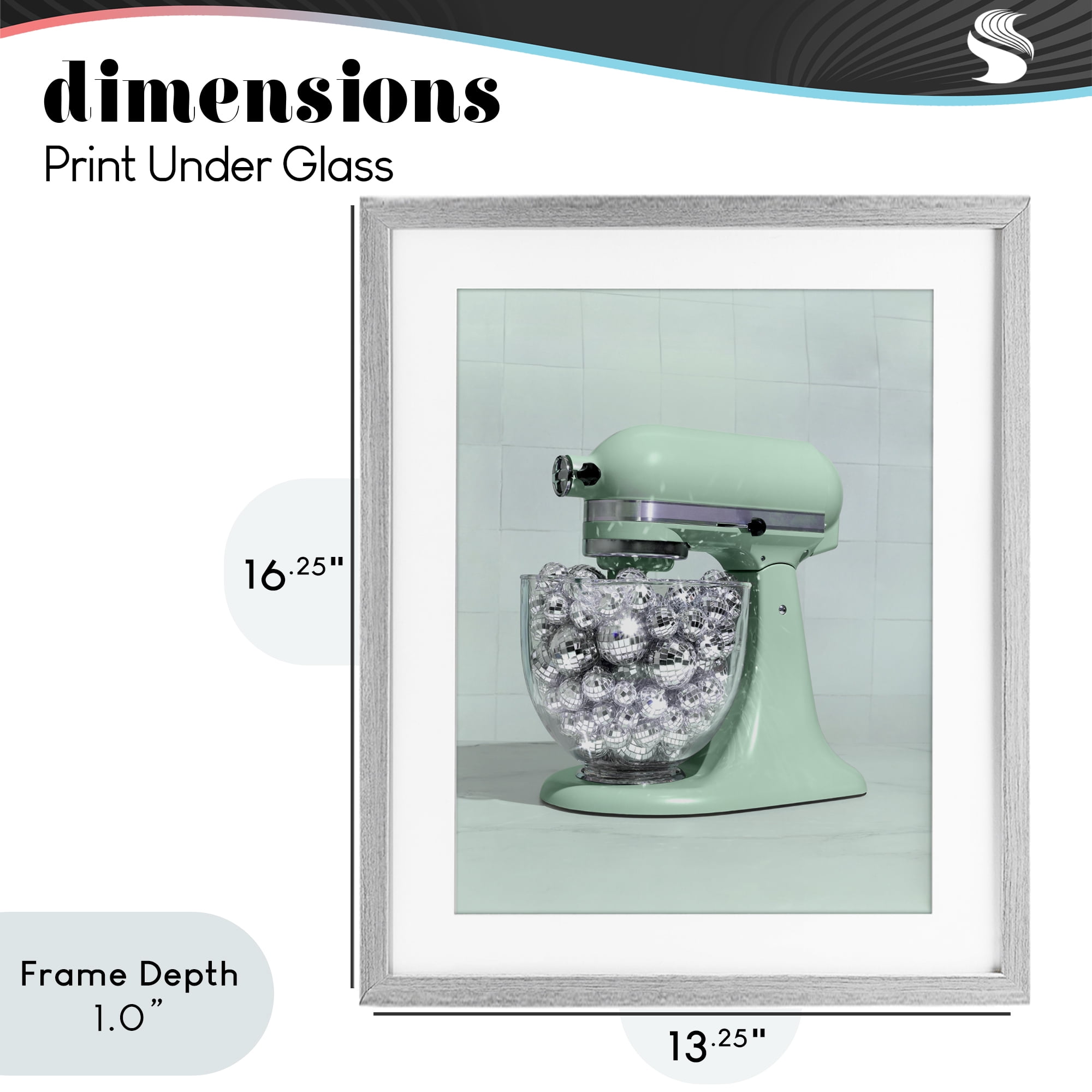 Stupell Industries Disco Kitchen Mixer over Green Gray Framed Print Under Glass, design by LISH Creative