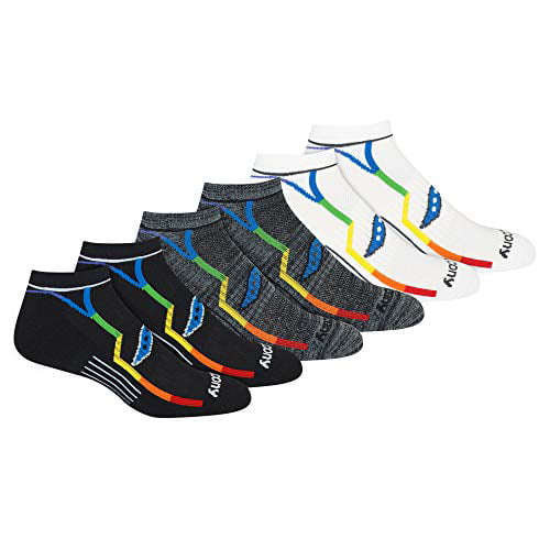 Saucony Mens Socks Multi-Pack Bolt Performance Comfort Fit No-Show 