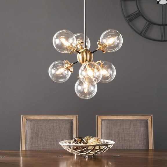 SEI Furniture Boltonly Contemporary 7-Light Pendant Lamp in Black/Gold