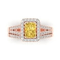 thumbnail image 2 of Clara Pucci 18K Rose Gold Emerald Cut 1Ct Simulated Yellow Diamond Engagement Ring + Matching Band - Luxury Box Included, 2 of 7