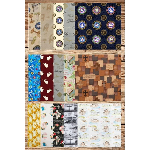 Assorted Faith Religious Fabric - 1 lb Scrap Bundle