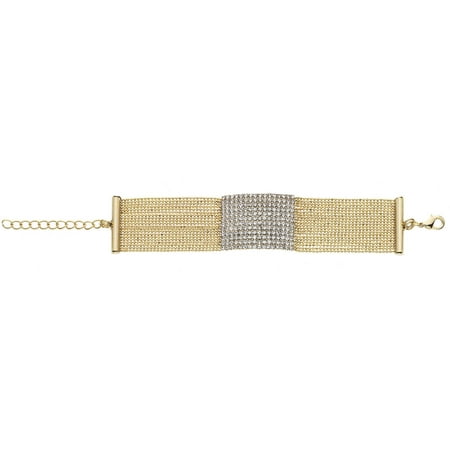 X & O Handset Austrian Crystal 14kt Gold-Plated Rectangle Bracelet