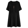 thumbnail image 5 of Summer Casual Dresses For Women Embroidered Fashion Loose-fitting Comfortable Short Sleeve Mini Dress With Button V Neck Vacation Elegant Mini Dresses With Pockets, 5 of 7