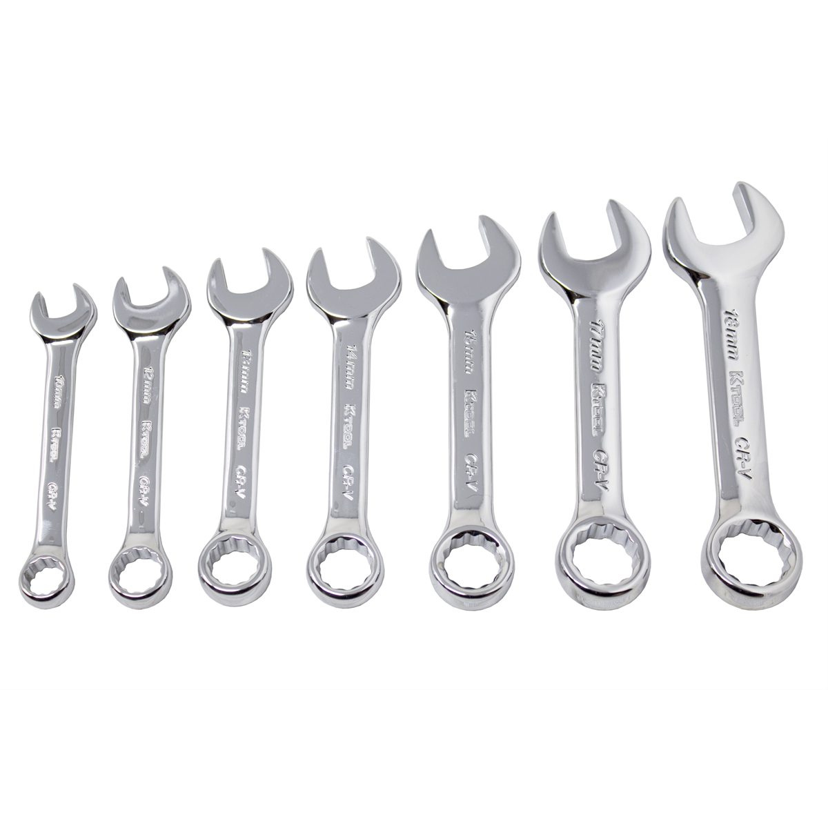 K-Tool 41700 7-pc Metric Short Polished Chrome Combination Wrench Set