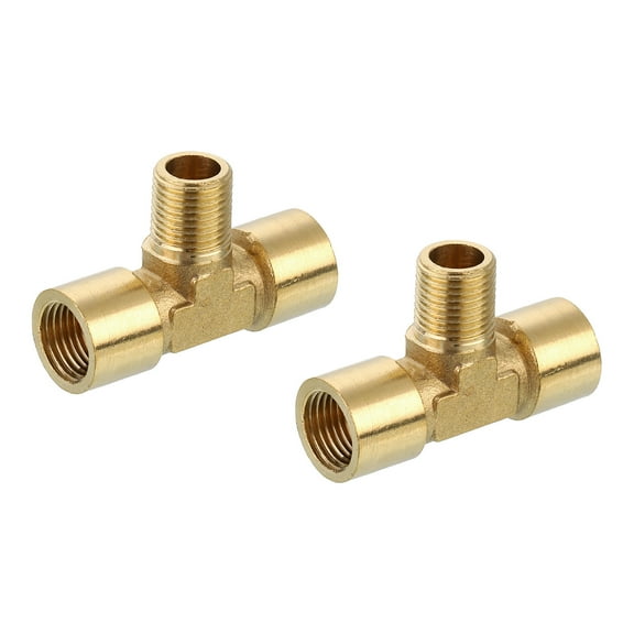 Brass Tee Pipe Fitting, G1/8" 3 Way T-Connector Coupler Adapter, 2pack