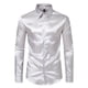 thumbnail image 1 of Blusa y camisa de manga larga con cuello vuelto para hombre, informal, lisa, con botones, de poliéster, 1 of 7