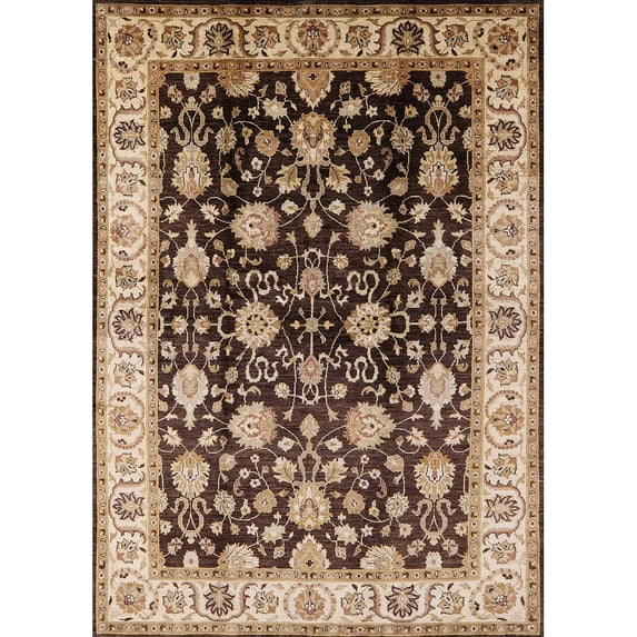 Ahgly Company Indoor Rectangle Mid-Century Modern Red Brown Oriental Area Rugs, 4' x 6'