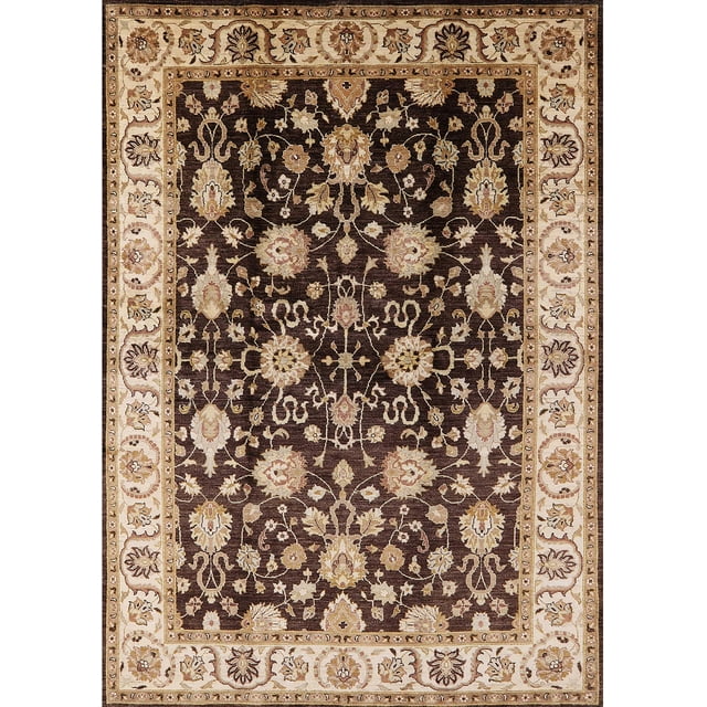 Ahgly Tapis d'Intérieur Rectangulaire Moderne Mi-Siècle Rouge Brun Oriental, 8 Pieds x 10 Pieds