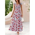 thumbnail image 2 of PRETTYGARDEN Women's Summer Flowy Maxi Dress Casual Cap Sleeve V Neck Smocked Beach Sundress, 2 of 5