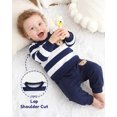 thumbnail image 3 of Infant Baby Boys Clothes 6 Months Boys Fall Winter Outfits 12 Months Boys Long Sleeve Round Neckline Stripe Sweatshirt Pants 2PCS Clothing Set Blue, 3 of 8