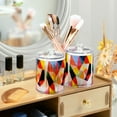 thumbnail image 3 of Yayeee 4 Pack Qtip Holder Bathroom Cotton Swab Canister with Lid Clear Dispenser Set, Purple Triangles, 3 of 6