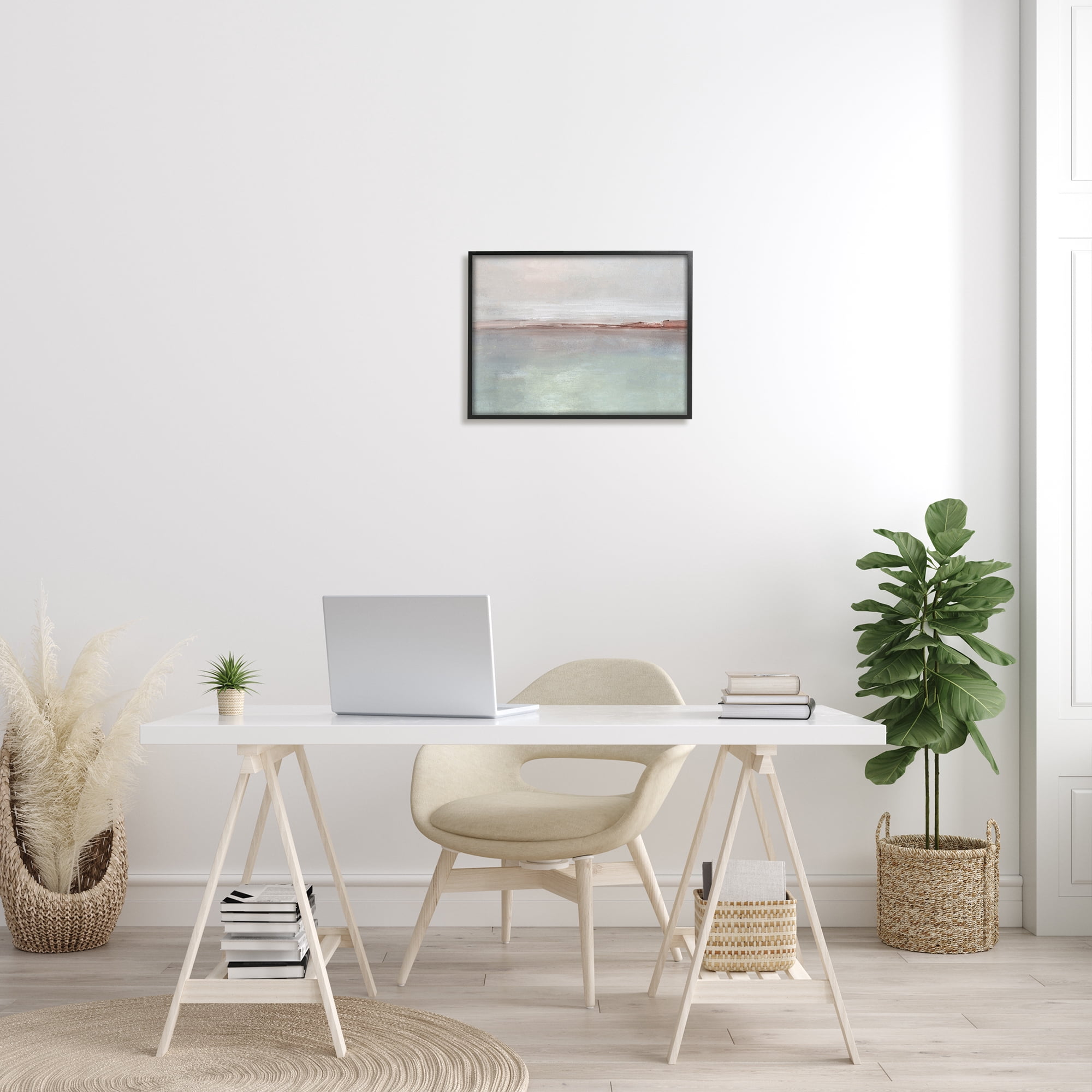 Stupell Indtries Abstract Coastal Landscape Soft Grey Brown Horizon,20 x 16,Design by Sally Swatland