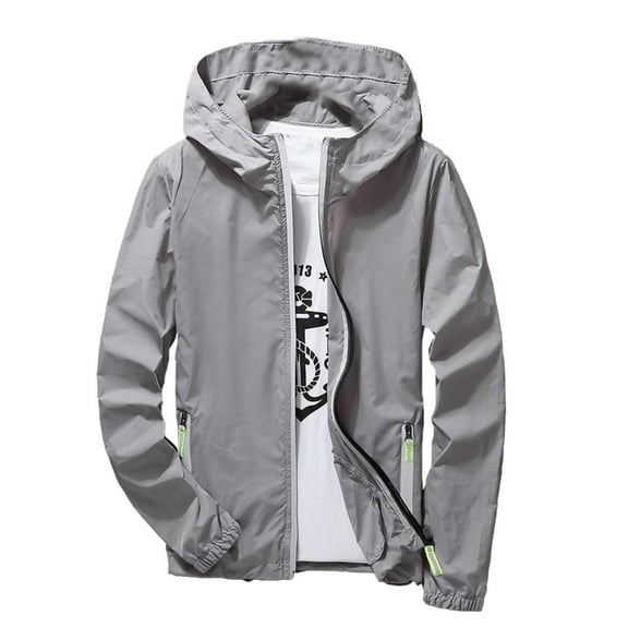 Wdgfv Mens Lightweight Waterproof Rain Jacket Windbreaker Casual Refleciton Zip Up Jackets