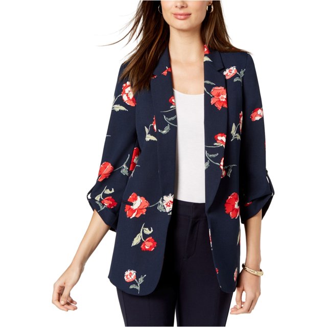 Nine West Floral Blazer chamarra para mujer, azul, pequeño Nine West Sin botón