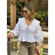 thumbnail image 2 of Blusa holgada con cuello en V para mujer, camisa de retales con estampado azul, ropa de calle para primavera, 2024, 2 of 5